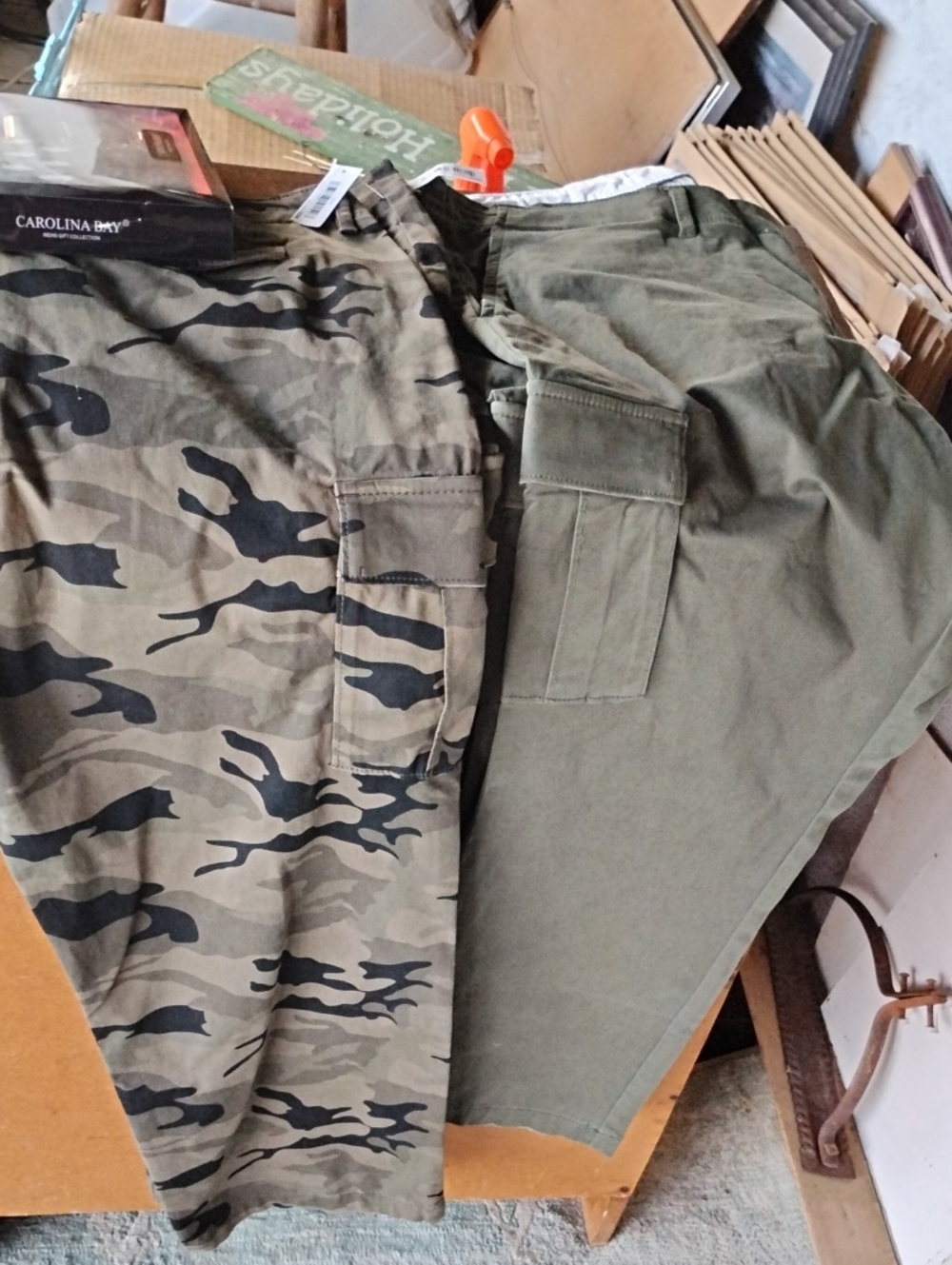 Men's Cargo Pants - Olive Green/Camo&Gift Set